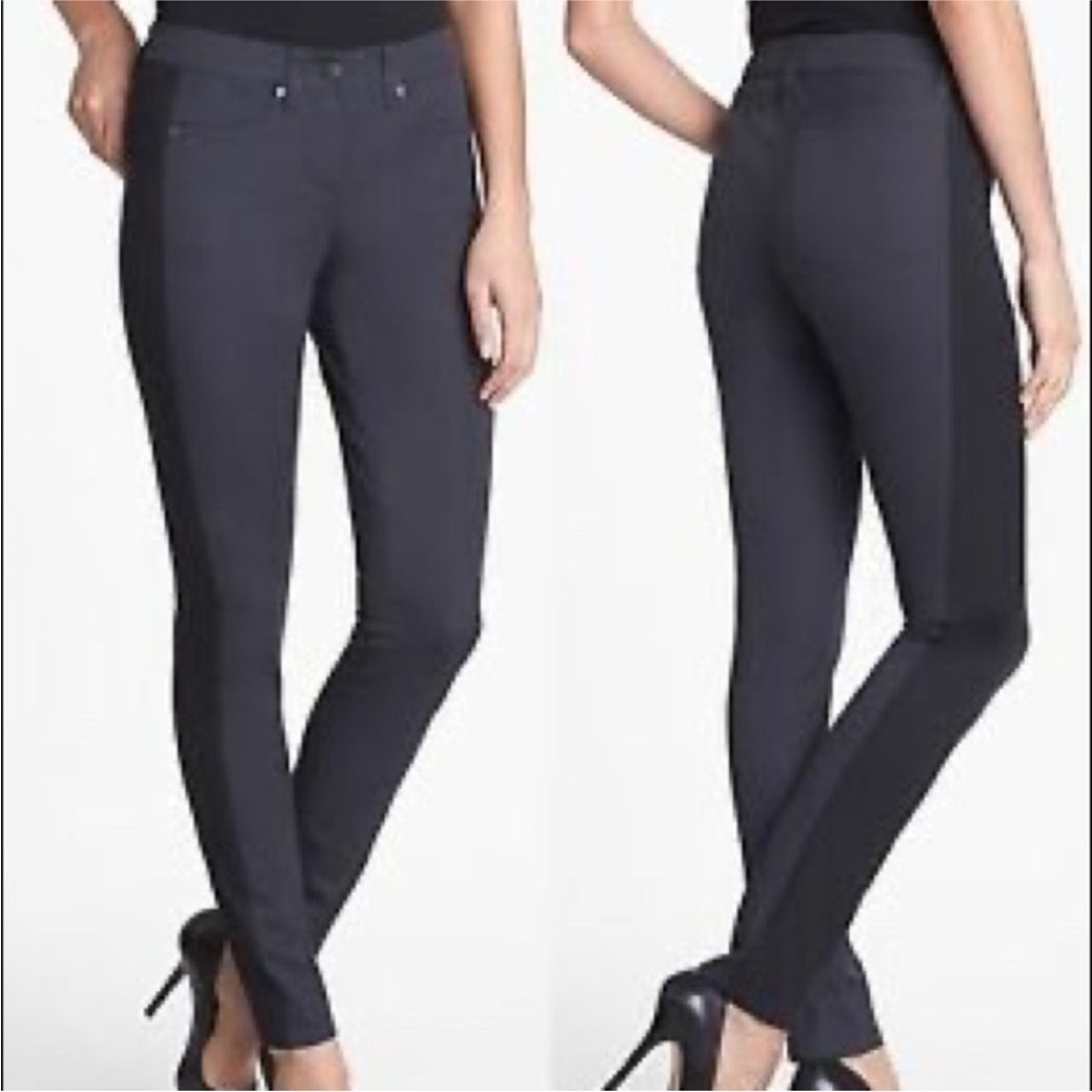 Eileen Fisher Black Tuxedo Stripe Skinny Jeans